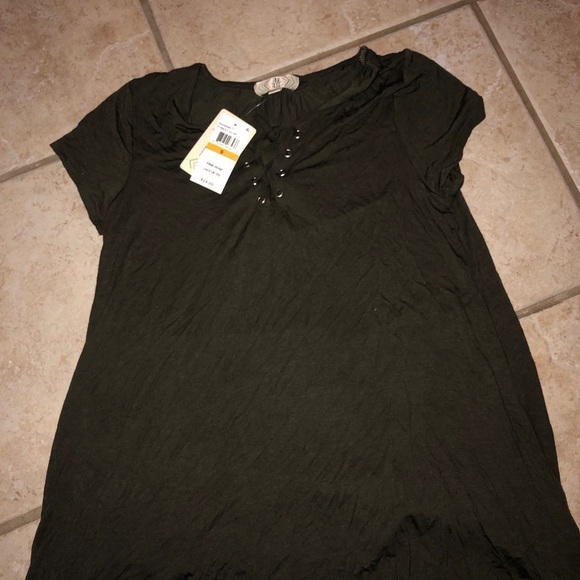 Olive green front tie blouse - Picture 1 of 3